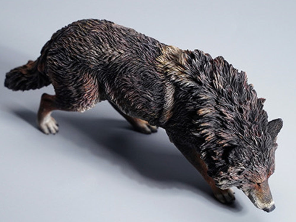 JXK Collectible Wolf Figure: North American Gray Wolf, Expertly Hand-Painted, Lifelike, Safe Resin, 1:6 Scale Miniature Animal Figurine