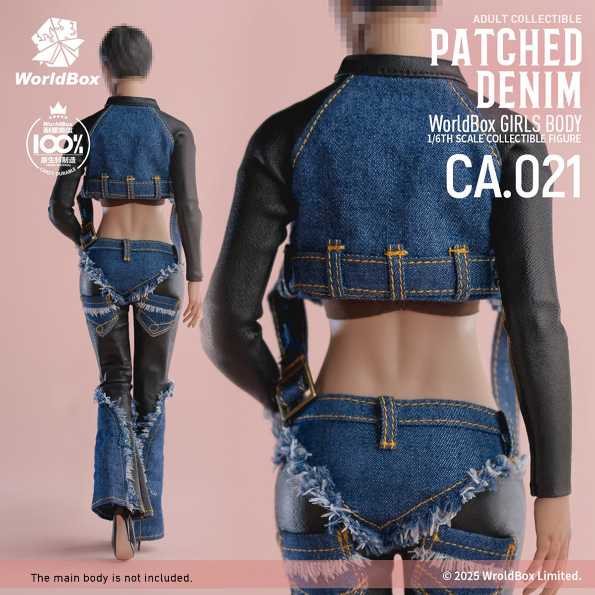 Worldbox Retro Patchwork Denim Suit CA021 Doll Clothes Accessory 1/6 Scale Fit Silicone Action Figure
