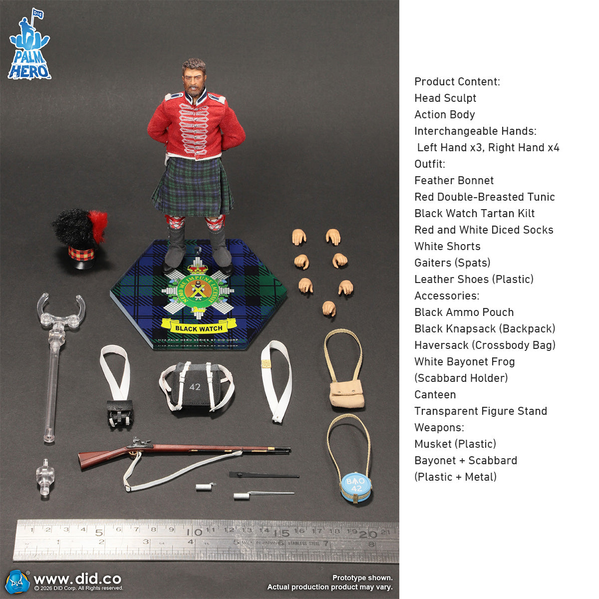 DID Palm Hero Series British Army 42nd Regiment The Black Watch Angus (XN80040) 1/12 Scale Military Action Figure
