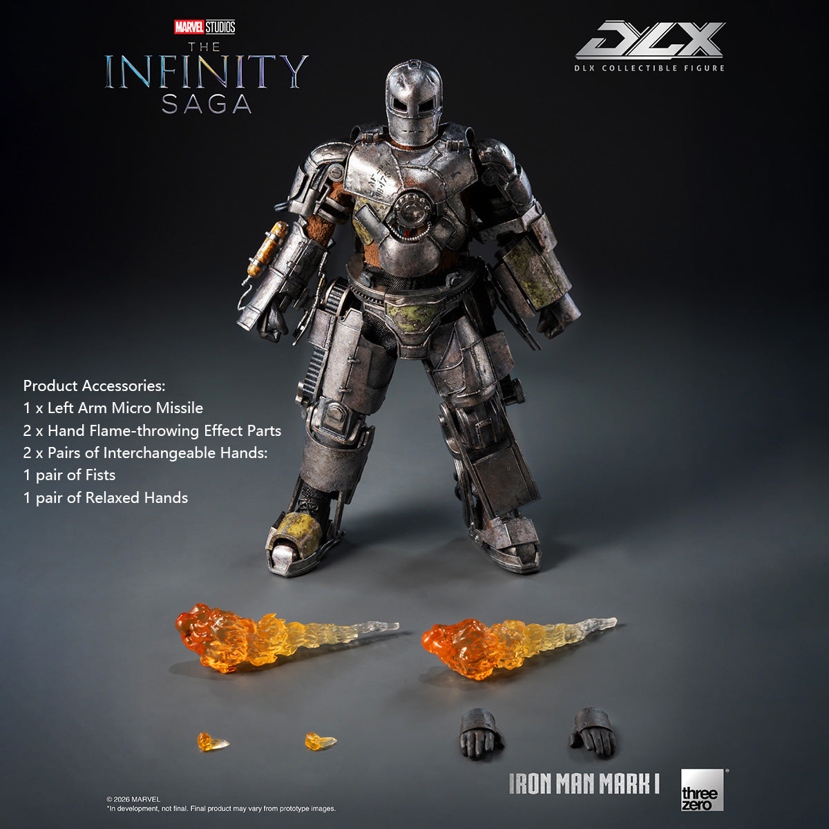 Threezero Marvel Studios: The Infinity Saga DLX Iron Man Mark 1 1/12 Scale Die-cast with LED 6.8 Inches Action Figure
