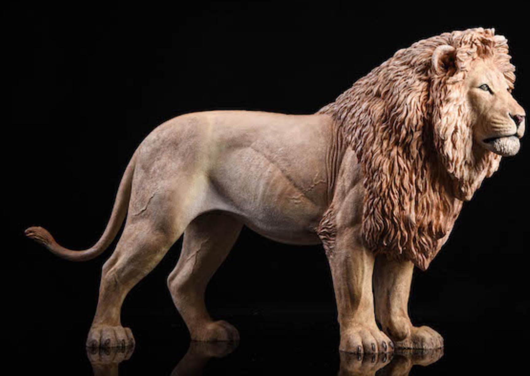 Figurine de lion de collection JXK : le lion, peinte à la main par des experts, réaliste, en résine sûre, figurine animale miniature à l'échelle 1:6