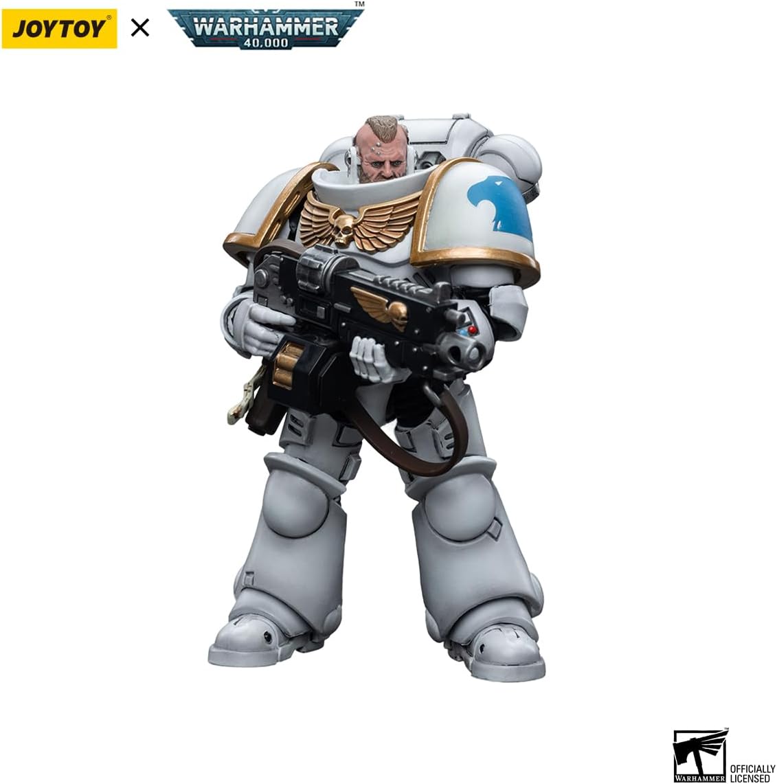 Figurine de collection JoyToy Warhammer 40K Space Marines White Consuls Intercessors 02 à l'échelle 1:18
