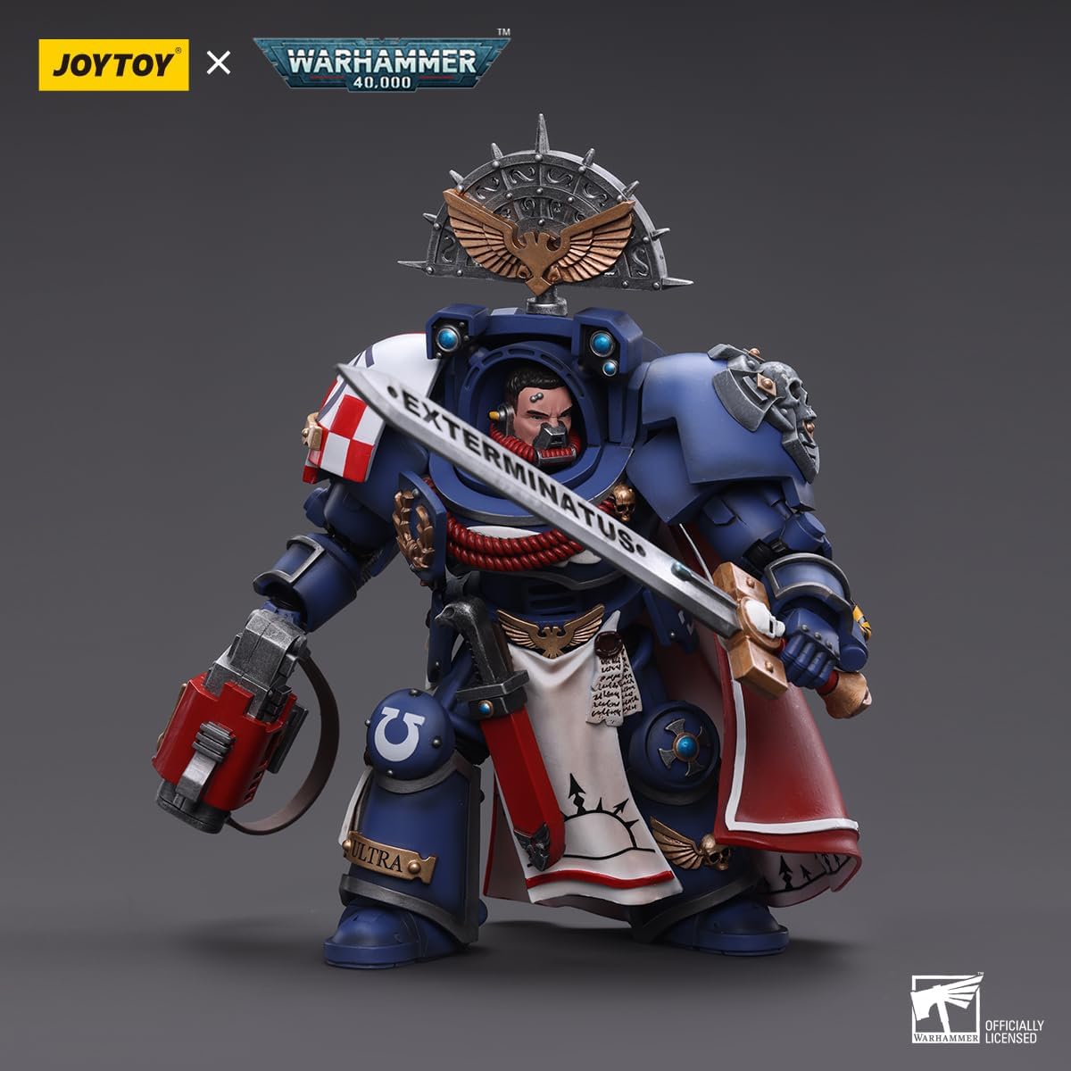Figurine de collection JoyToy Warhammer 40K Ultramarine Terminator Captain à l'échelle 1:18