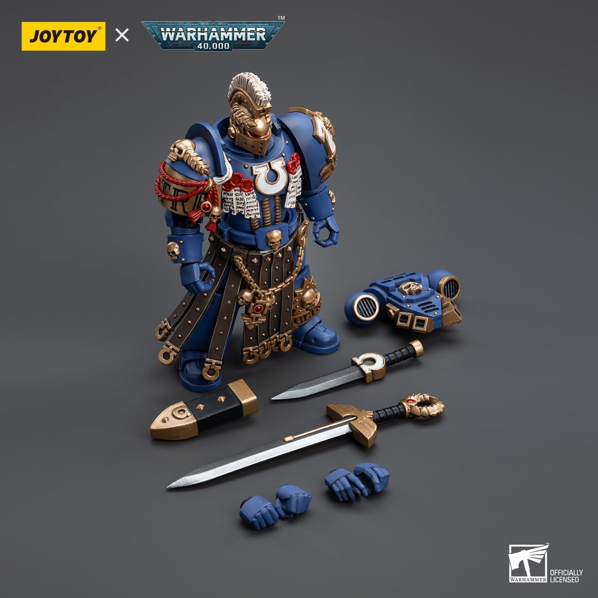 Figurine de collection JoyToy Warhammer 40K Ultramarines Honour Guard Chapter Champion à l'échelle 1:18