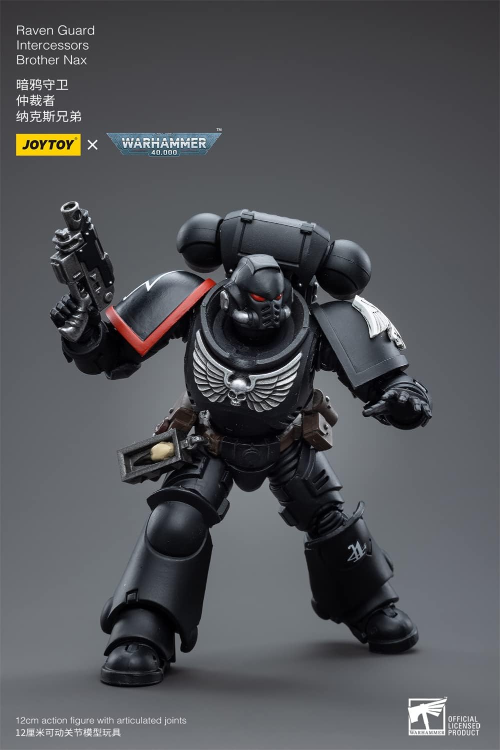 Figurine de collection JoyToy Warhammer 40K Raven Guard Intercessors Brother Nax à l'échelle 1:18