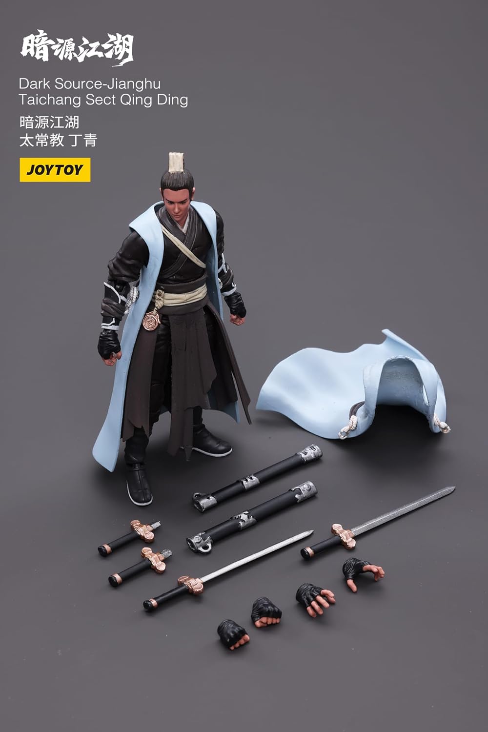 JoyToy Figurines d'action de science-fiction à l'échelle 1/18 Ensemble complet Dark Source Battle for The Stars Series Guerriers antiques chinois Jianghu Taichang Sect Qing Ding