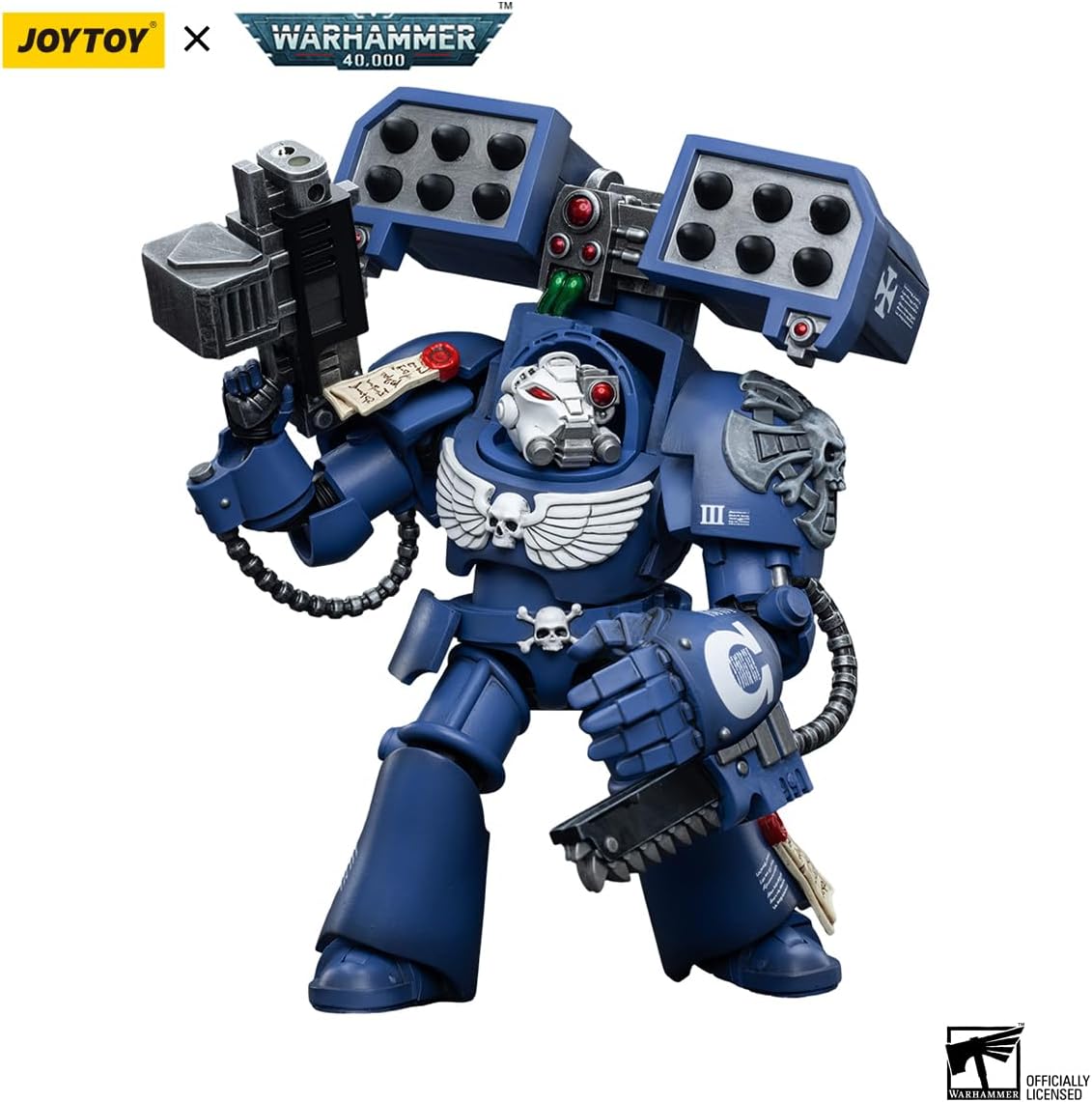 Figurine de collection JoyToy Warhammer 40K Ultramarines Terminators Brother Andrus à l'échelle 1:18