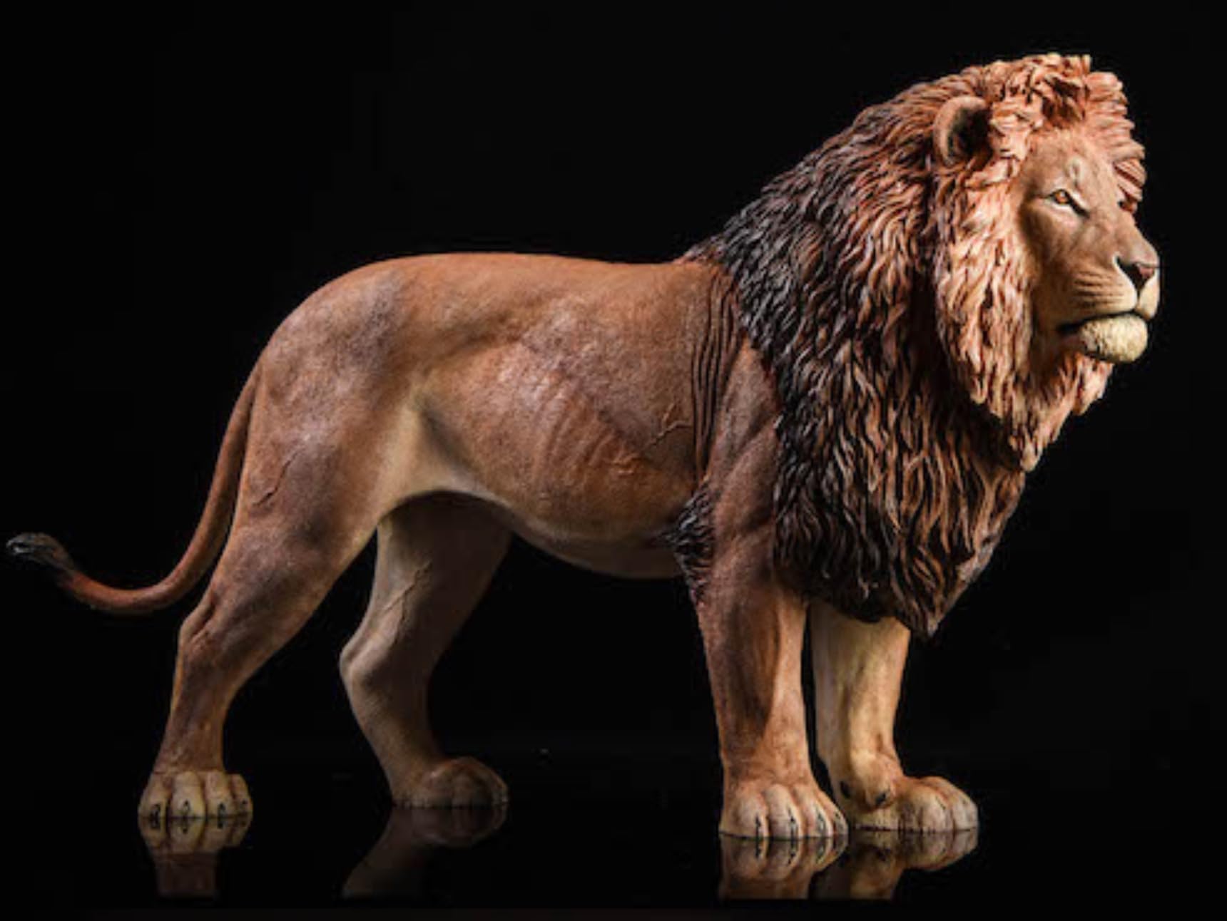 Figurine de lion de collection JXK : le lion, peinte à la main par des experts, réaliste, en résine sûre, figurine animale miniature à l'échelle 1:6