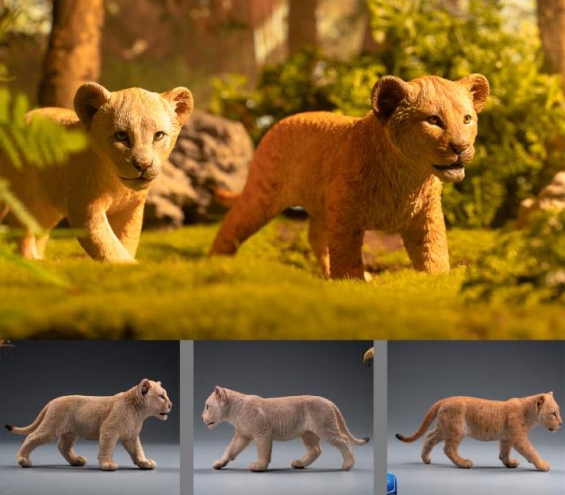 Figura de león coleccionable JXK: Simba y Nana, pintada a mano por expertos, realista, resina segura, miniatura a escala 1:6