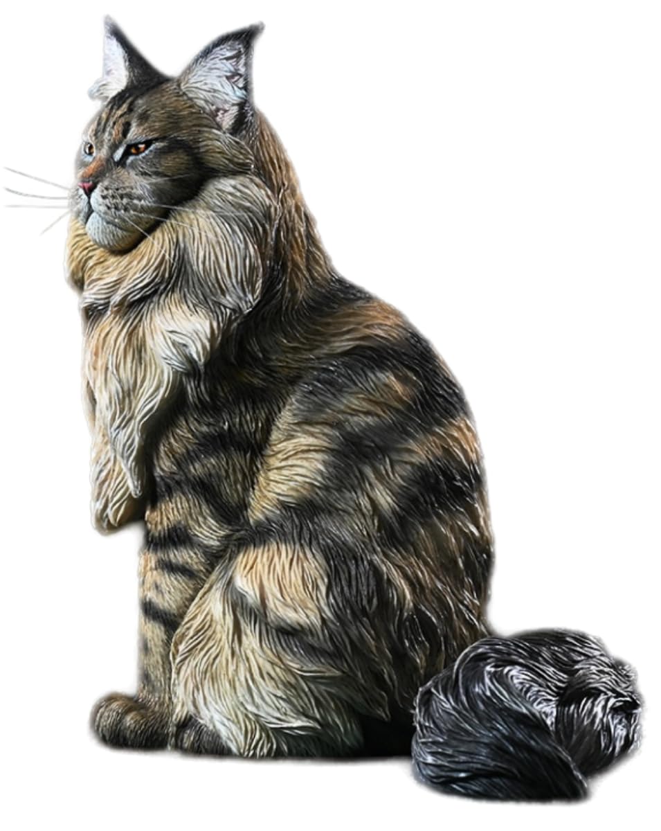Figura de gato coleccionable JXK: Maine Coon, pintada a mano por expertos, resina realista y segura, miniatura a escala 1:6, JXK193A
