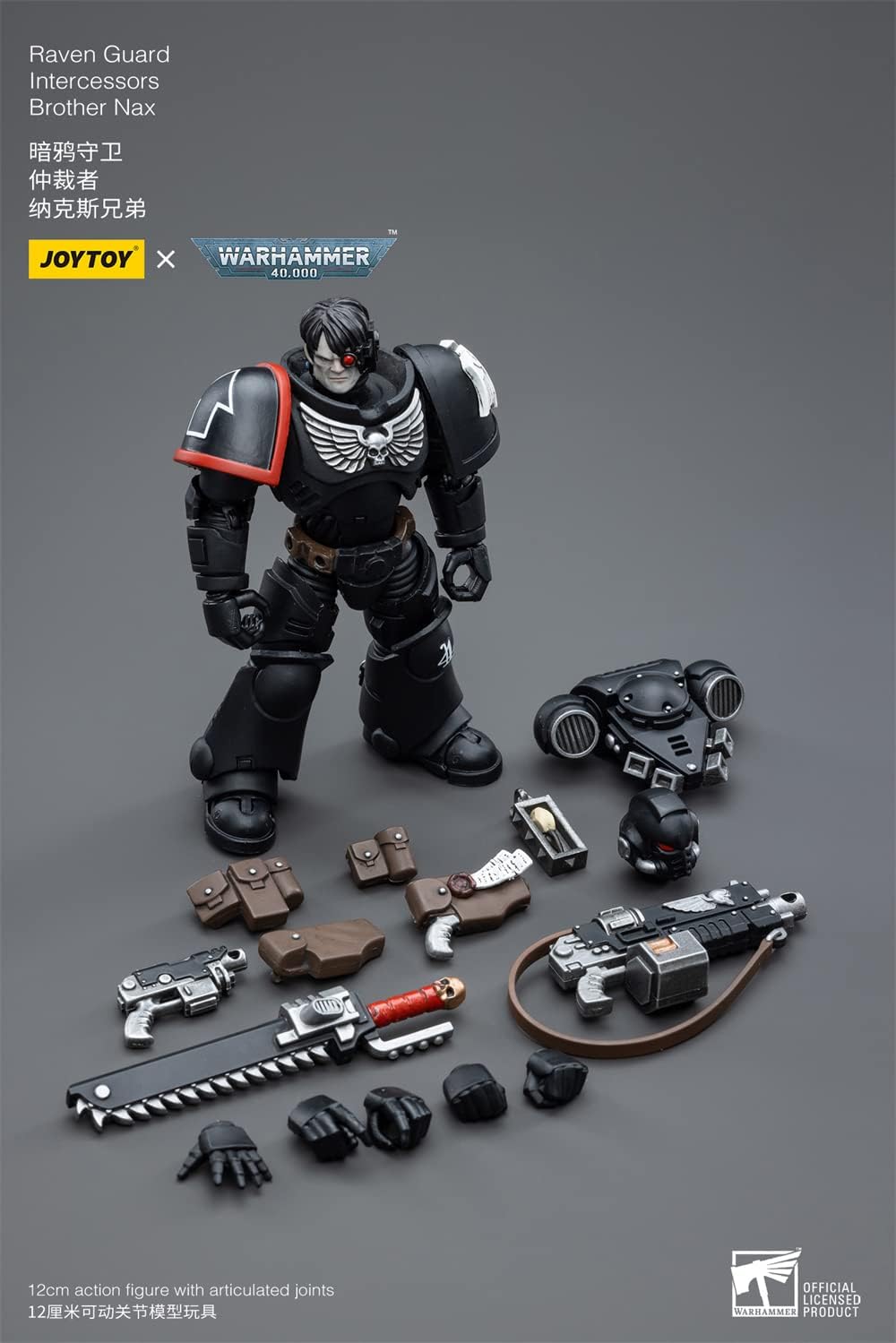 Figurine de collection JoyToy Warhammer 40K Raven Guard Intercessors Brother Nax à l'échelle 1:18