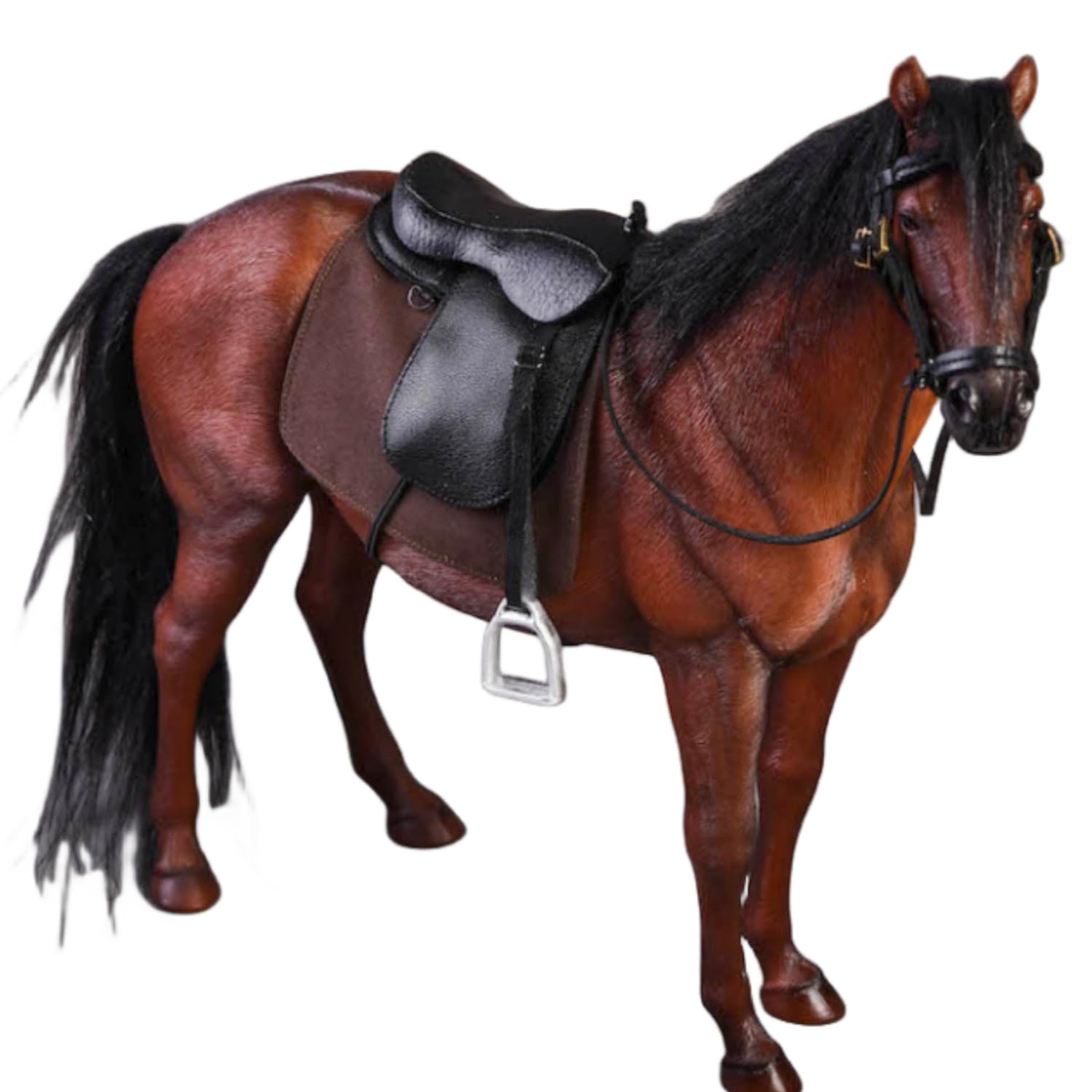 Figura de caballo coleccionable JXK: Caballo de sangre caliente, pintado a mano por expertos, resina realista y segura, miniatura a escala 1:12.