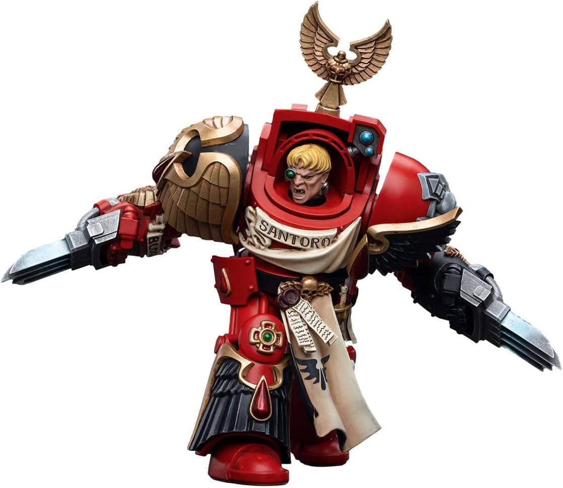 JoyToy - Figurines d'action de science-fiction Warhammer 40K sous licence officielle à l'échelle 1/18 (Sergent Santoro, Blood Angels)