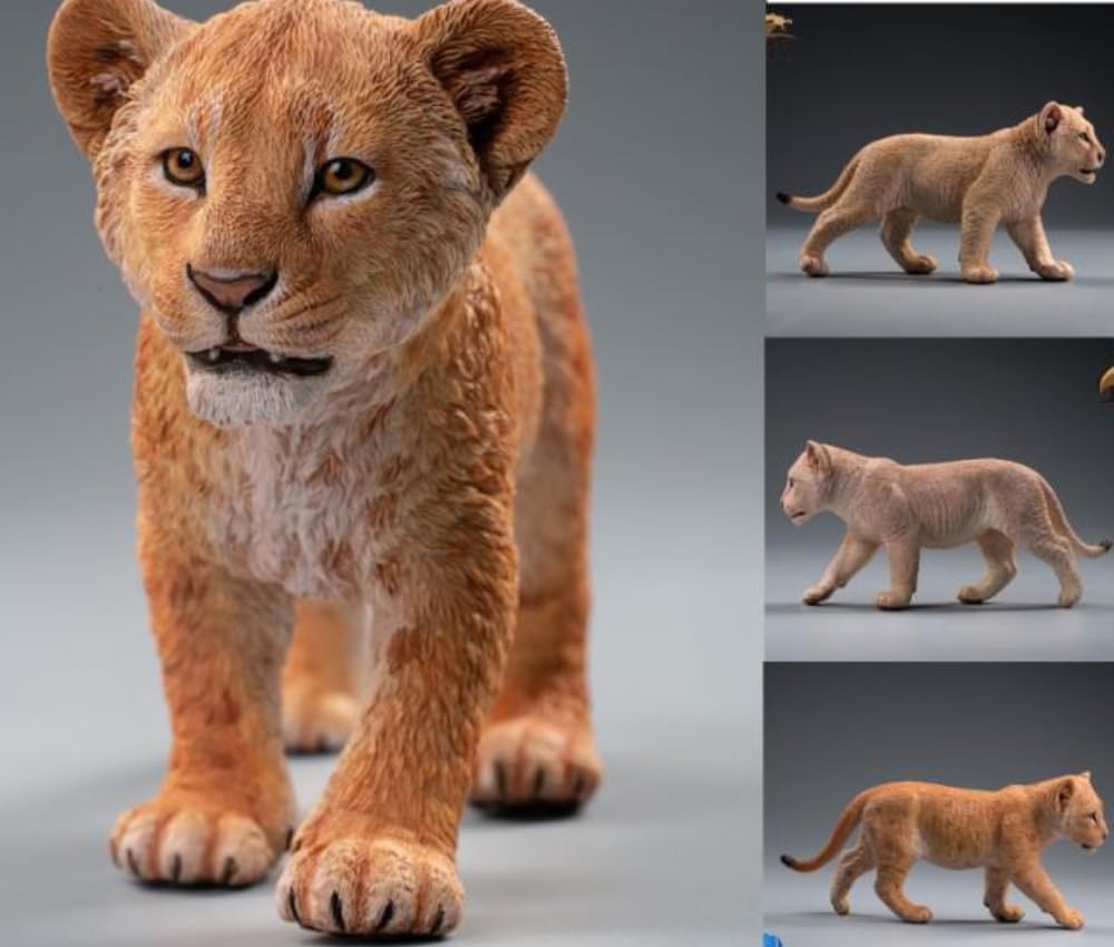 Figura de león coleccionable JXK: Simba y Nana, pintada a mano por expertos, realista, resina segura, miniatura a escala 1:6