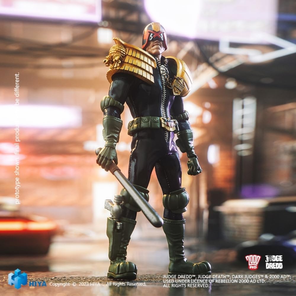 Figura de acción coleccionable HIYA Toys: Serie Super Exquisita, Juez Dredd, miniatura a escala 1:12