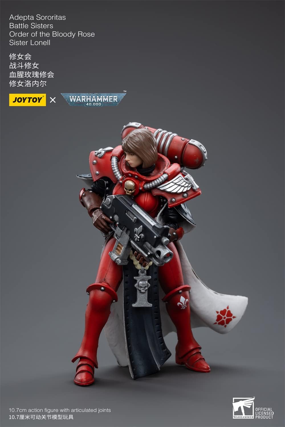 JoyToy 40K Adepta Sororitas Battle Sisters Order of The Bloody Rose Sister Lonell Figurine de collection à l'échelle 1:18