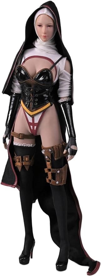 Ropa para muñeca femenina a escala 1/6: Conjunto de hermana sin restricciones de Black Church para figura de acción coleccionable de 12 pulgadas SA002 (D)