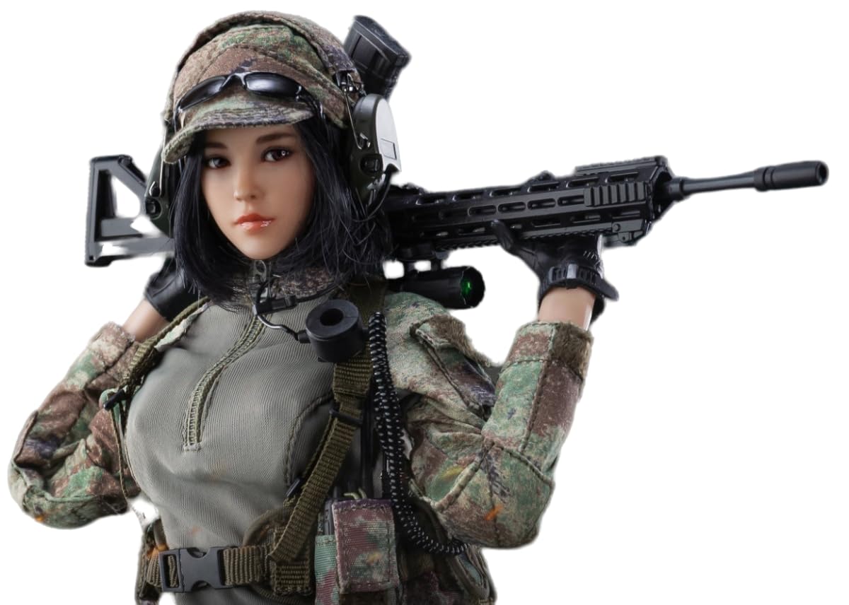 Figura coleccionable femenina FLAGSET: Tiradora de precisión, Niya, estilo militar y diseño de globo ocular móvil, miniatura a escala 1:6