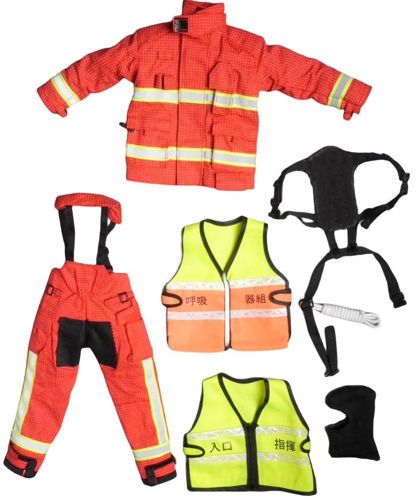 Ropa para muñeca a escala 1/6: Conjunto de traje de héroe de fuego para figura de acción coleccionable de 12 pulgadas JHFA