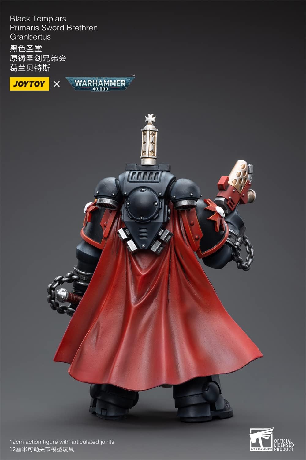 JoyToy - Figurines d'action Warhammer 40K sous licence officielle à l'échelle 1/18, série complète Black Templars et Necrons (Black Templars, Granbertus)