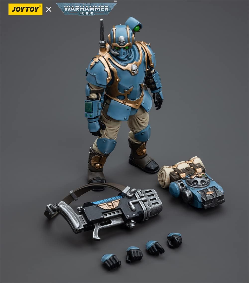 JoyToy Warhammer 40K Figurines d'action de science-fiction sous licence officielle à l'échelle 1/18 Série complète – Astra Militarum Tempestus Scions 55th Kappic Eagles Plasma Gunner