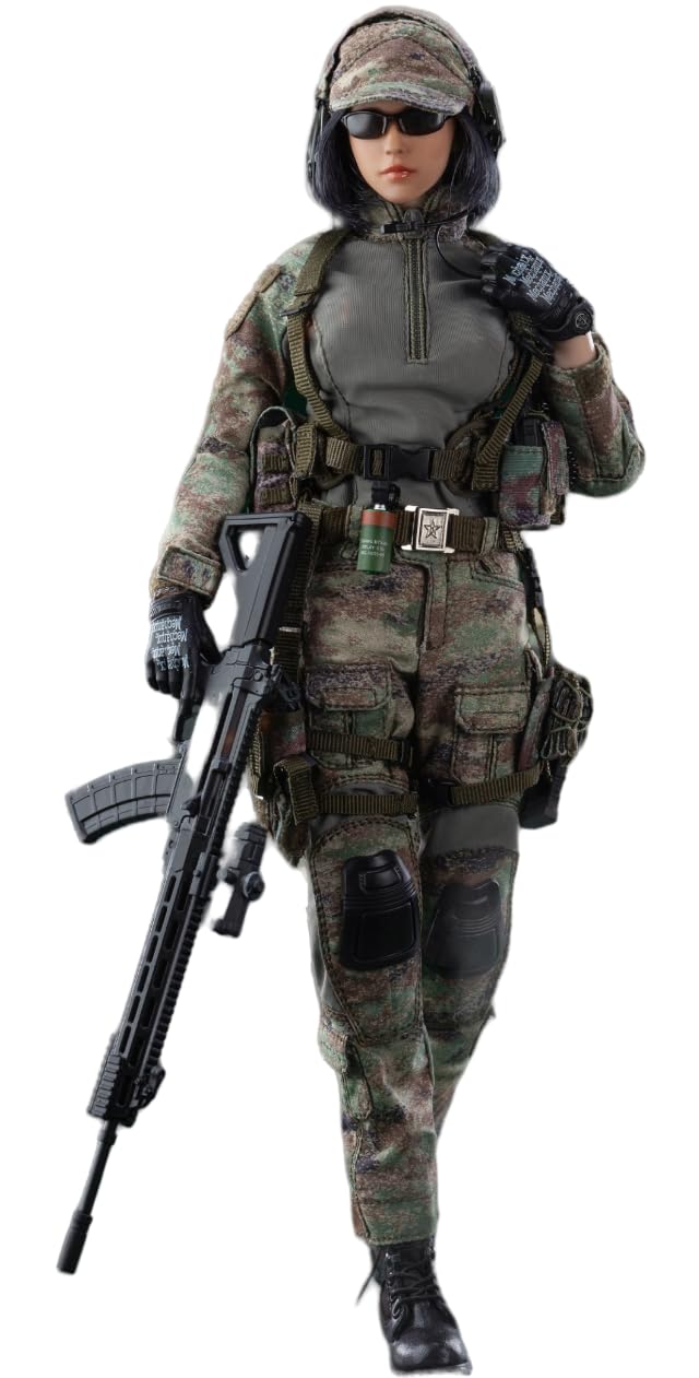 Figura coleccionable femenina FLAGSET: Tiradora de precisión, Niya, estilo militar y diseño de globo ocular móvil, miniatura a escala 1:6