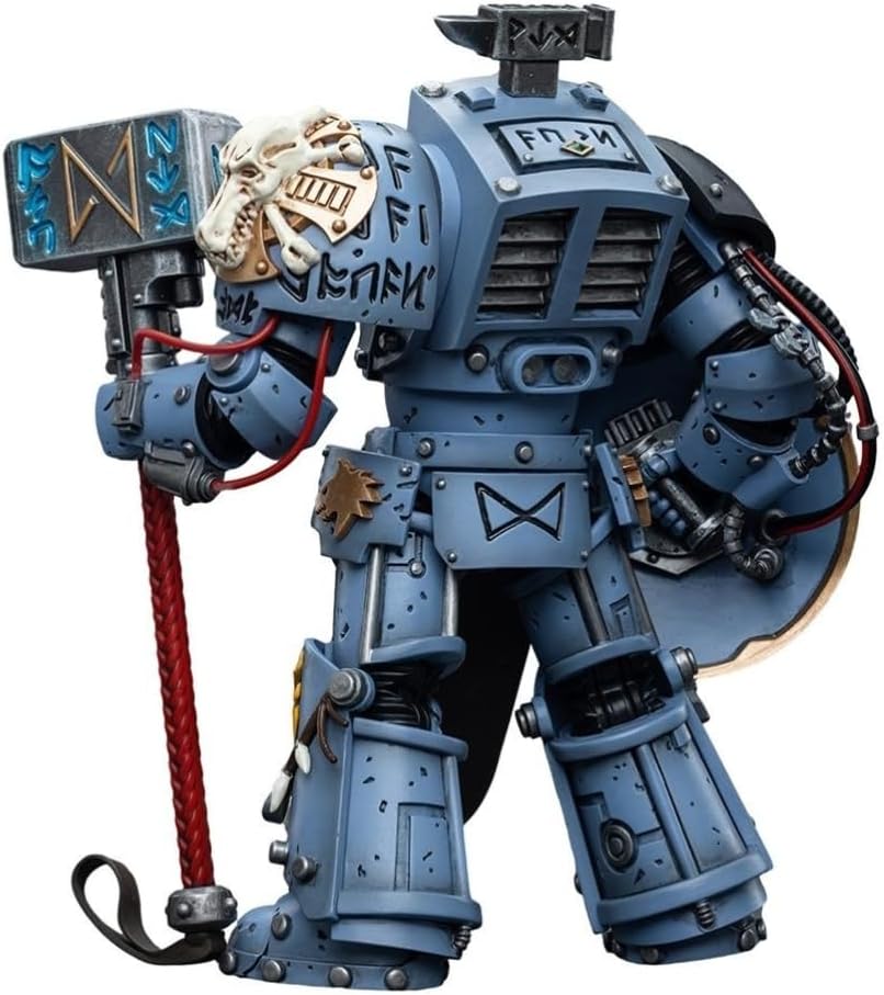 Figurine de collection JoyToy Warhammer 40K : Space Wolves Arjac Rockfist, échelle 1:18