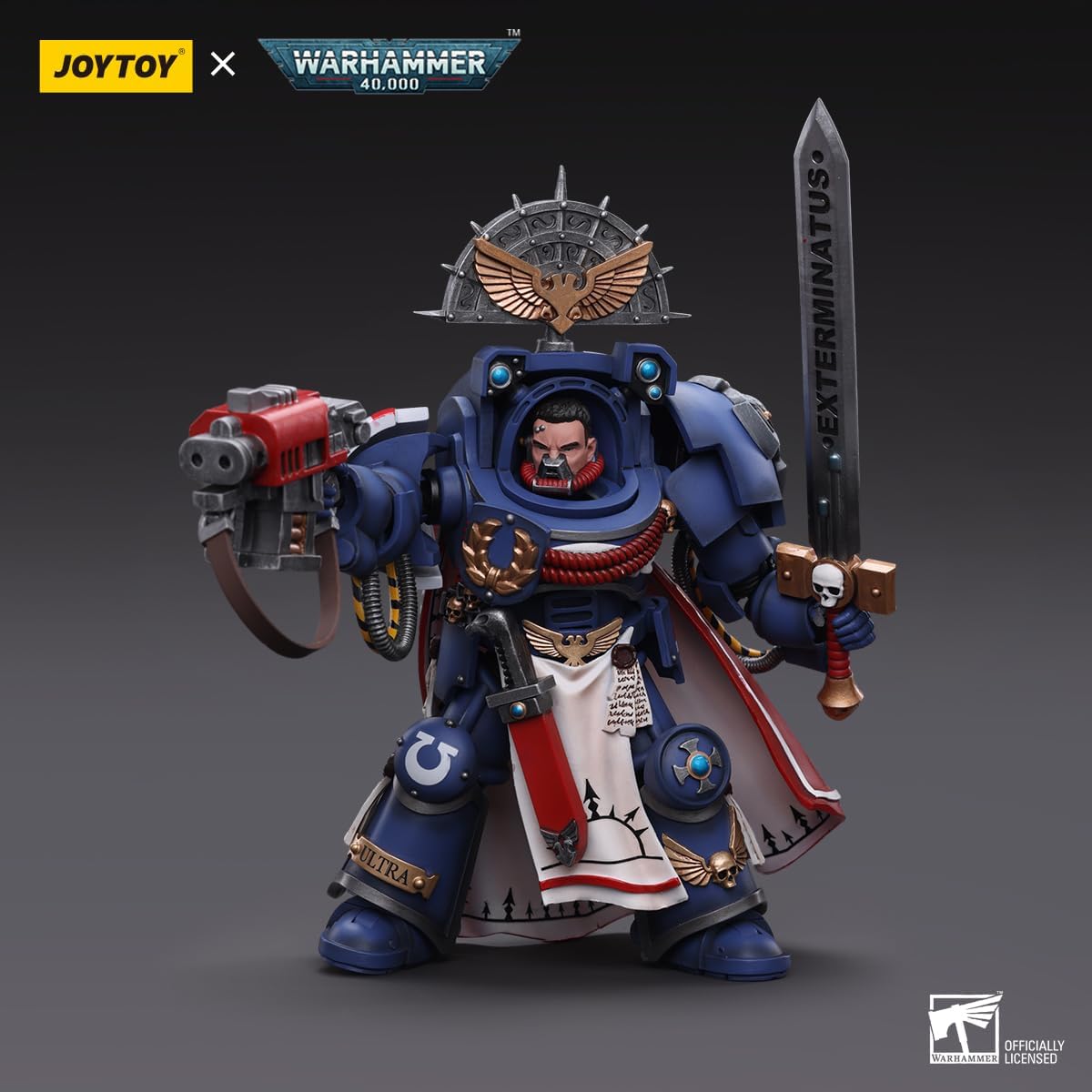 Figurine de collection JoyToy Warhammer 40K Ultramarine Terminator Captain à l'échelle 1:18
