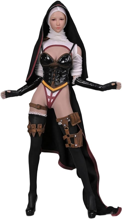 Ropa para muñeca femenina a escala 1/6: Conjunto de hermana sin restricciones de Black Church para figura de acción coleccionable de 12 pulgadas SA002 (D)