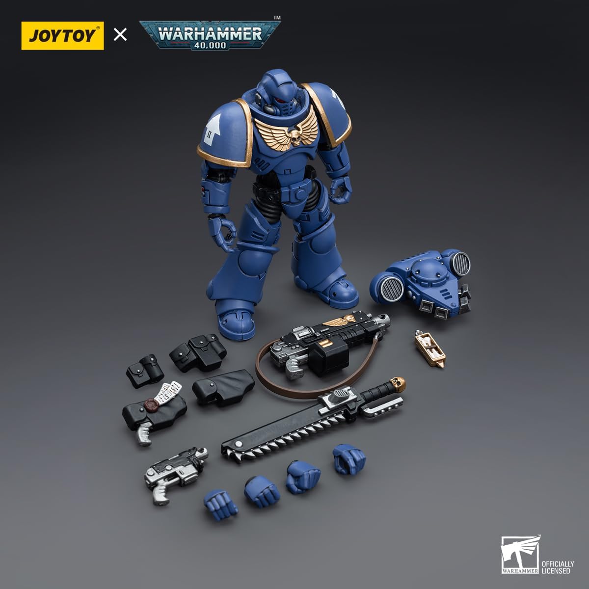 JoyToy Warhammer 40K Figurines d'action de science-fiction sous licence officielle à l'échelle 1/18 Série complète Ultramarines Intercessors
