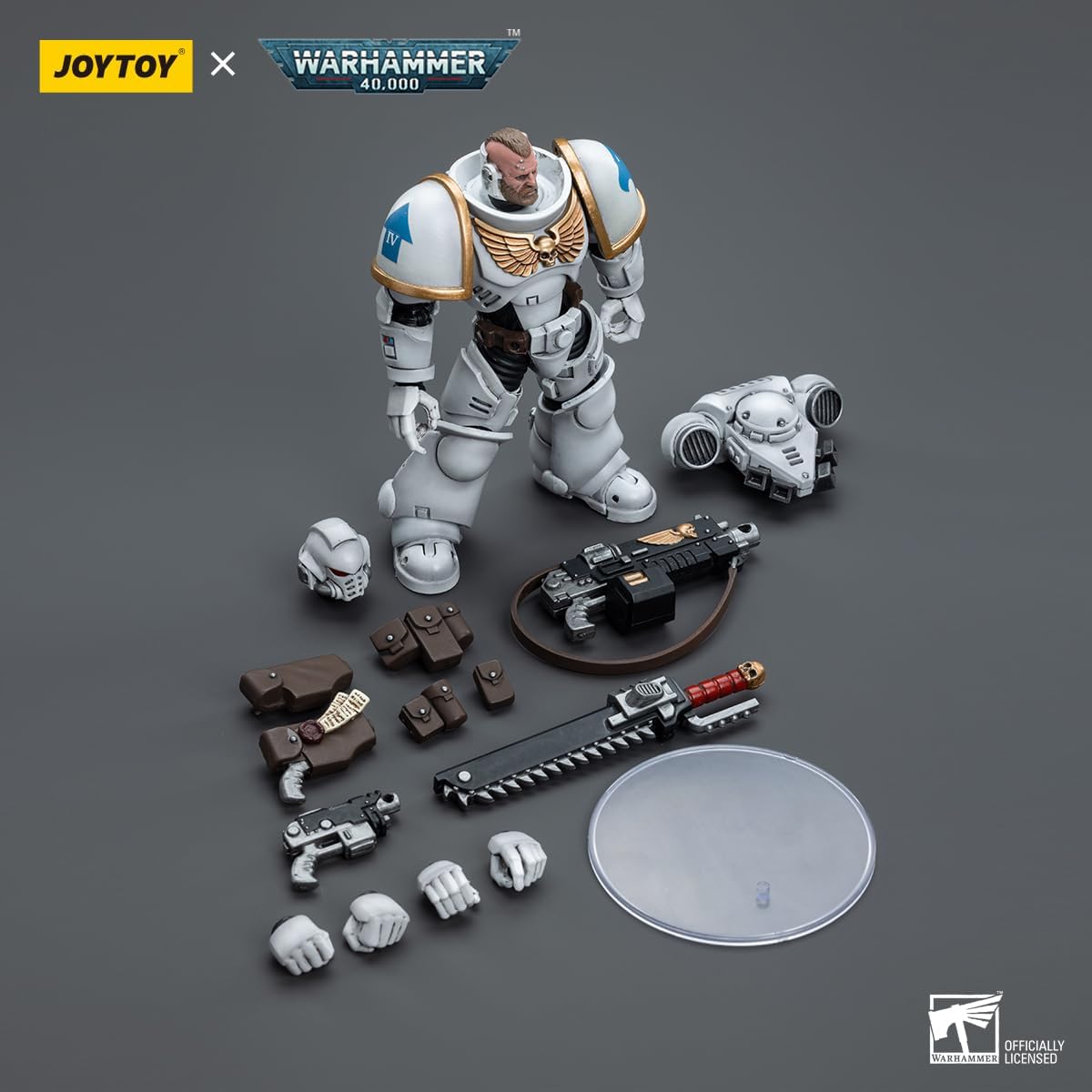 Figurine de collection JoyToy Warhammer 40K Space Marines White Consuls Intercessors 02 à l'échelle 1:18