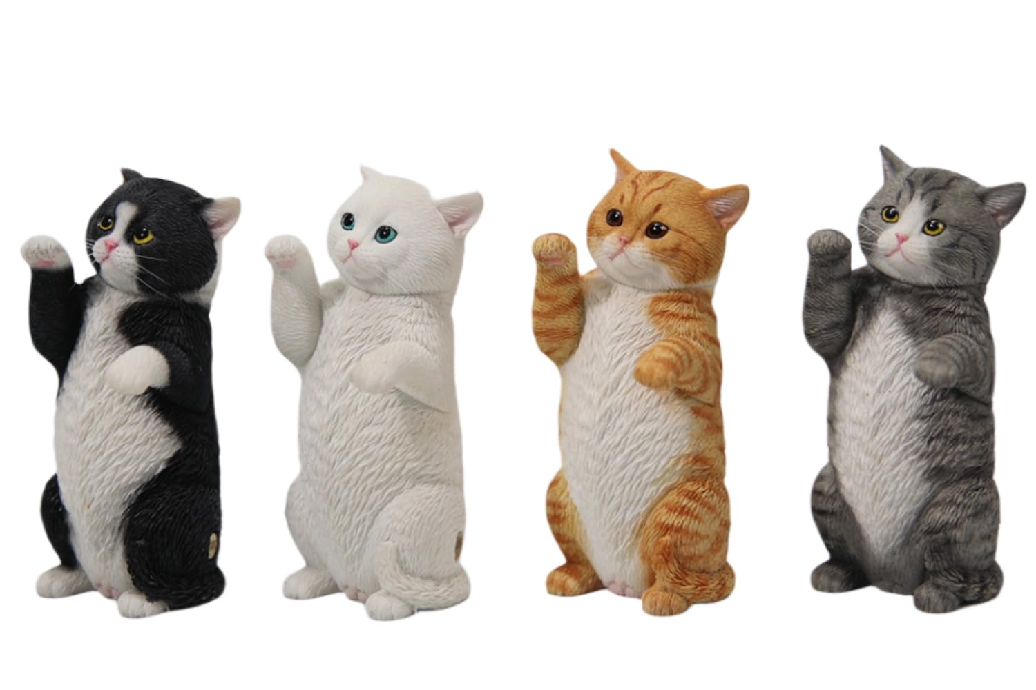 Figura de gato coleccionable JXK: Gato gris de pie, pintada a mano por expertos, realista, resina segura, miniatura a escala 1:6.