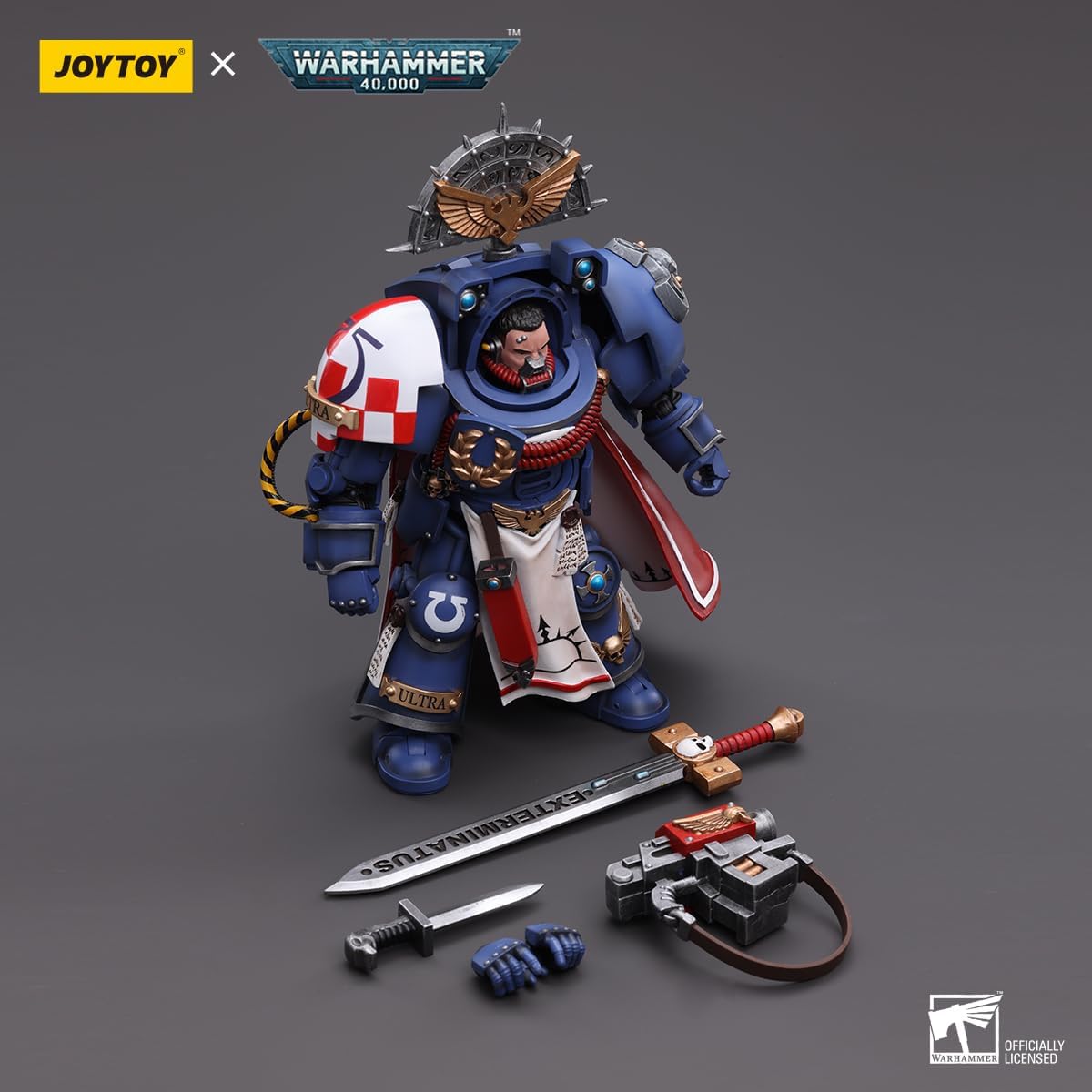 Figurine de collection JoyToy Warhammer 40K Ultramarine Terminator Captain à l'échelle 1:18