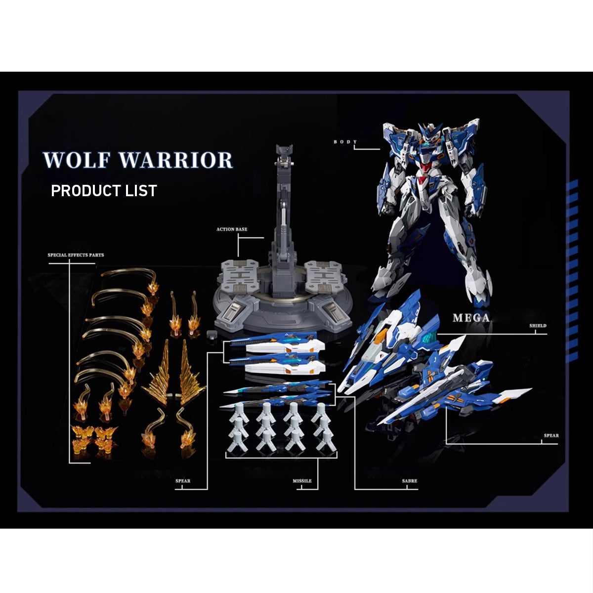 Nuclear Gold Reconstruction & Animester Crystal Envoy Unit 02 Wolf Warrior Mega Mode Alloy Mecha Bmovable 1/72 Scale Action Figure