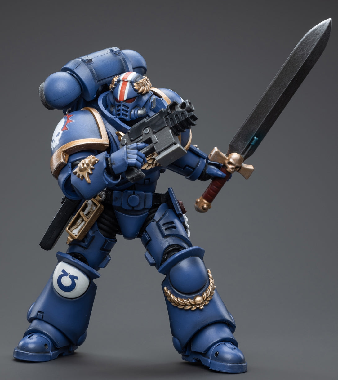 Figurine de collection JoyToy JT4065 40K : Figurine articulée du lieutenant Argaranthe des Ultramarines Primaris, échelle 1:18