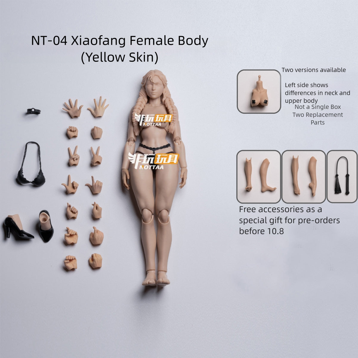 NOTTAA Female Super Articulated Joints: Xiao Fang & Serena NT-04 Detachable Neck Joint & Fixed Neck Joint 1/12 Scale Action Figure Body
