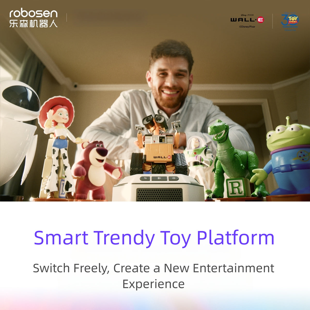 Robosen Mini Robot Toy Story Lots-o'-Huggin' Bear/REX/Buzz Lightyear/WALL·E/EVE/Alien/Woody/Jessie/Mini Base Action Figure Set