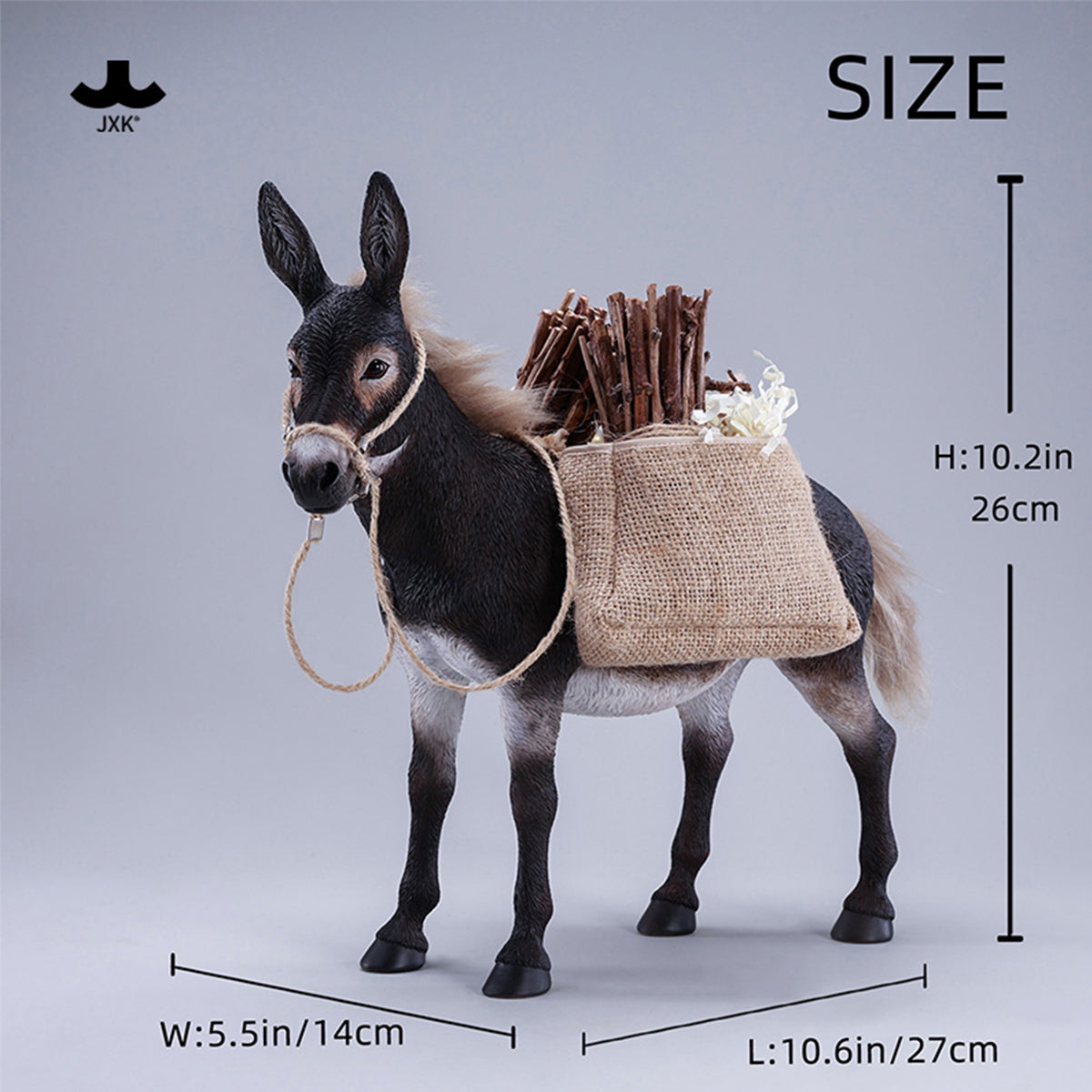 JXK MULE Static Expertly Hand-Painted Lifelike 1/6 Scale Animal Figurine