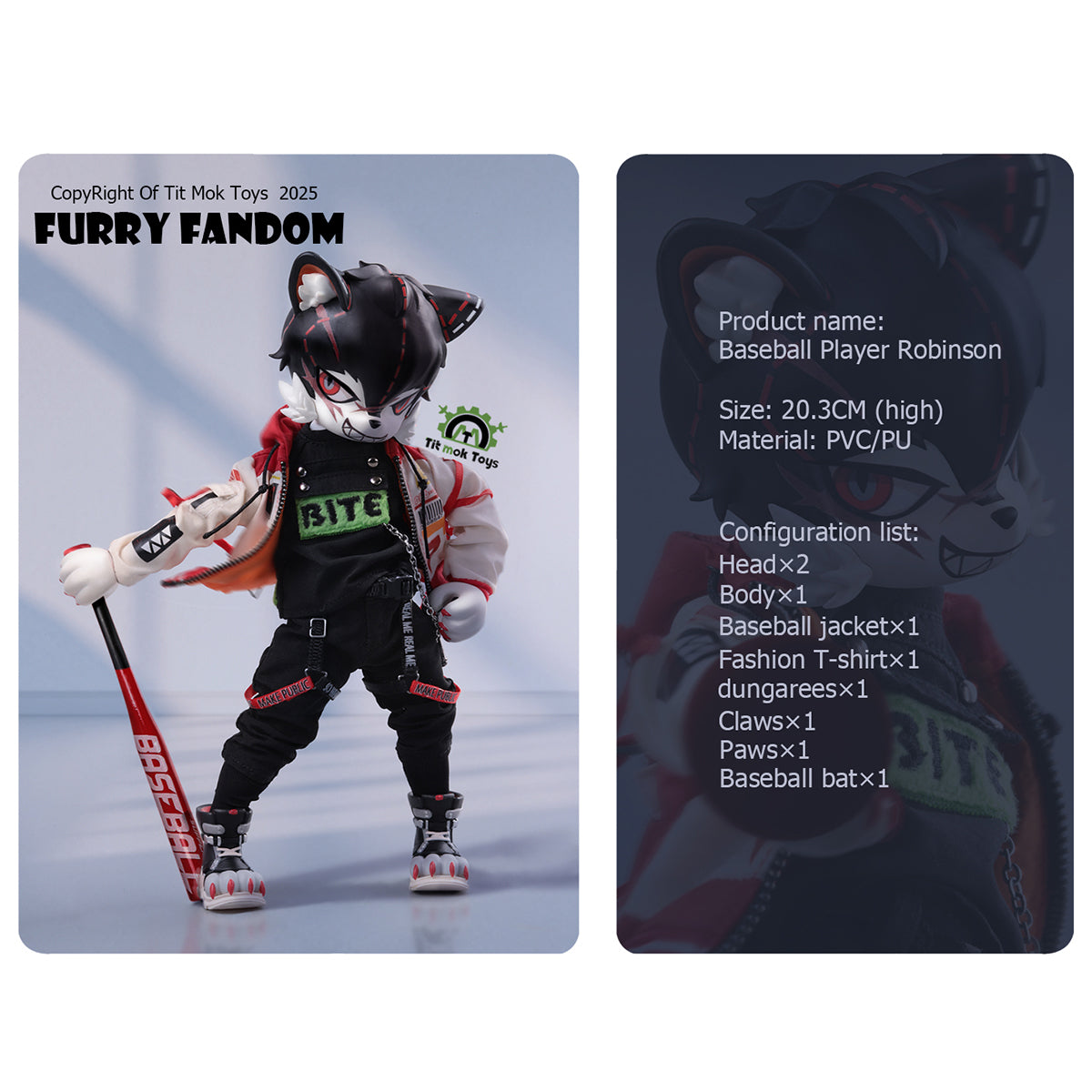 Tit Mok Toys Poseable Beastman Baseball Prodigy Robinson 1/12 Scale Furry Series Action Figure