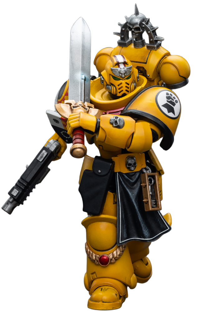 Figurine de collection JoyToy Warhammer 40K : Lieutenant Imperial Fists avec épée énergétique, échelle 1:18