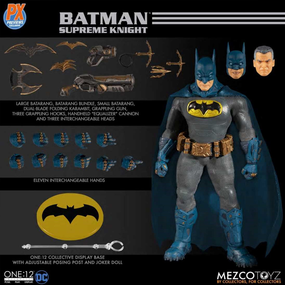 Mezco Toyz One:12 Collective DC Comics Batman: Supreme Knight BLUE PX AF OCT198587 1/12 Scale Action Figure