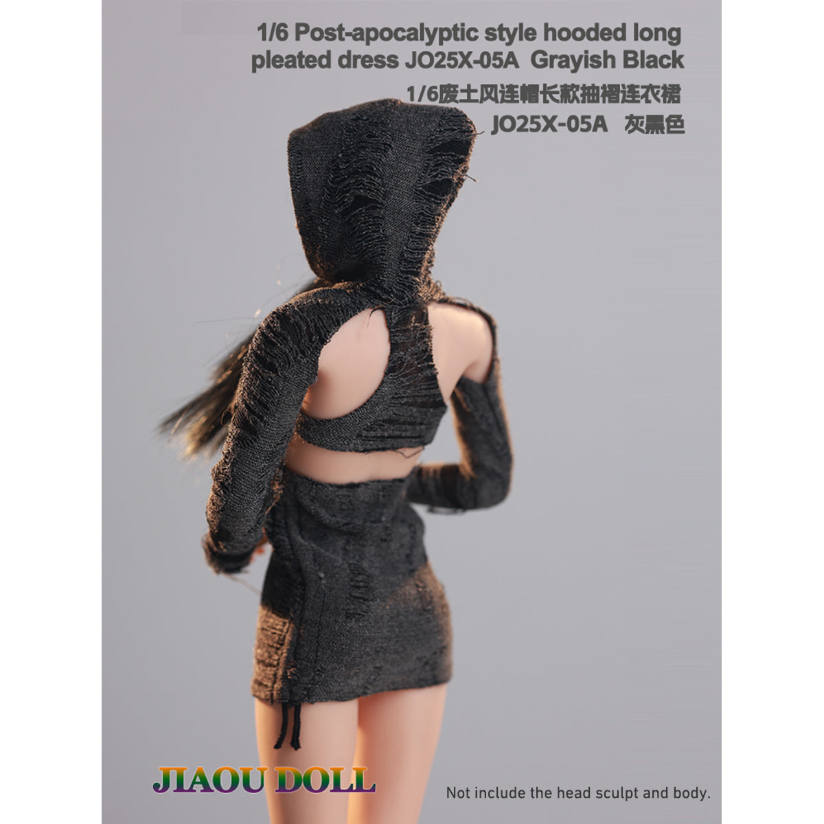 JIAOUDOLL Ruched Post-Apocalyptic Style Long Dress JO25X-05 Doll Clothes Accessory Fit 1/6 Scale 12-inches Figure