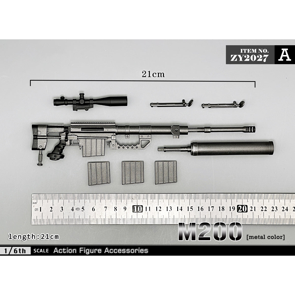ZYTOYS, Sniper Rifle M200 Weapon Model, Doll Accessory for 12-inches Action Figurine