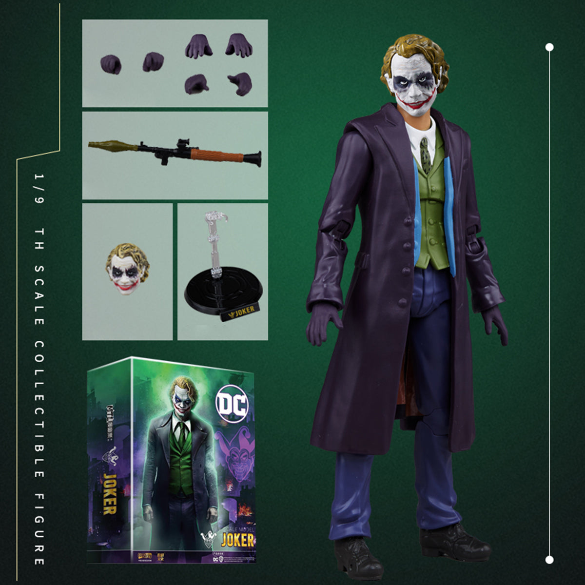 Ensemble complet Fondjoy : Heath Ledger, Joker, figurine miniature à l'échelle 1:9