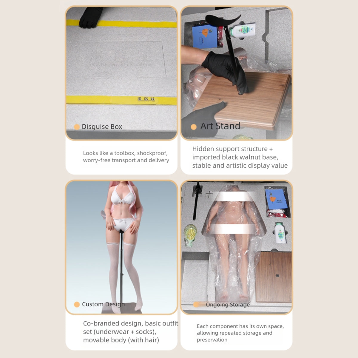 Minova Mina: Doll Body + Precision Finger Bones + Official Outfit + Shoes Complete Set