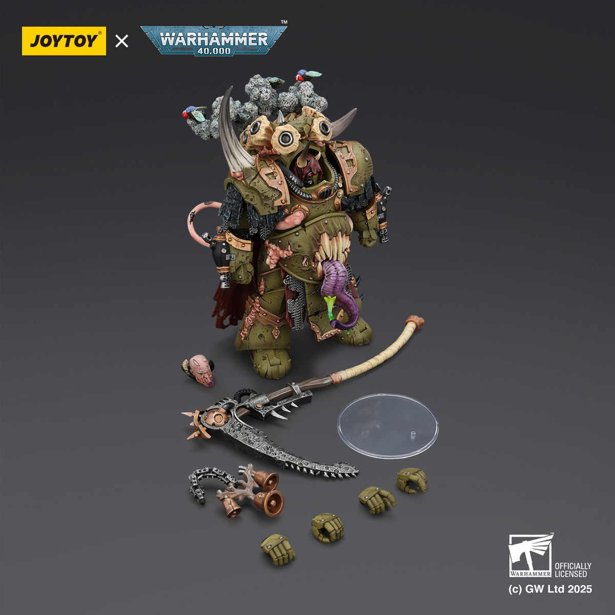 (Only Shipped to the US) JOYTOY Death Guard Deathshroud Terminator Champion with Manreaper and Plaguespurter Gauntlets JT02571 1/18 Scale Warhammer Action Figure