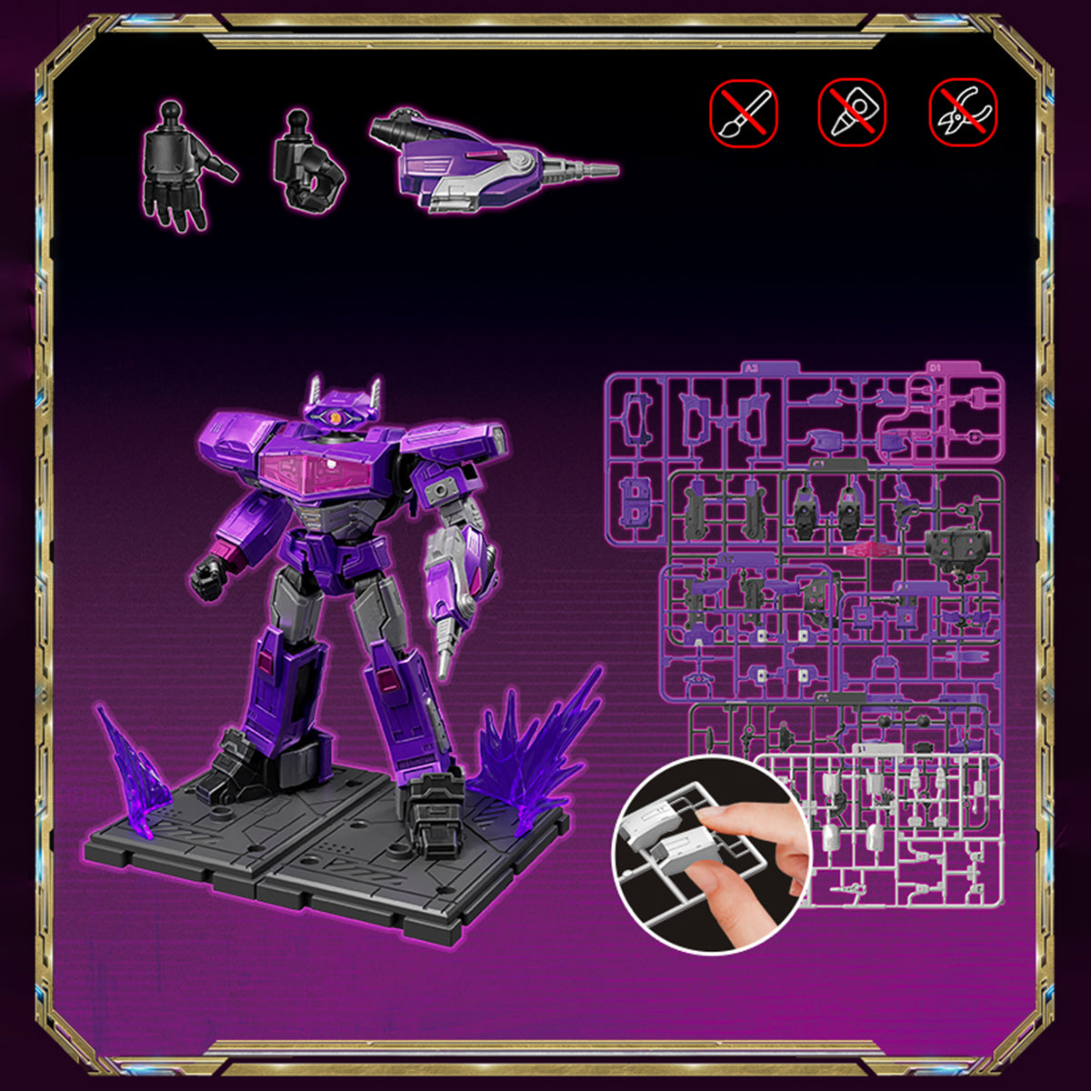 Transformers One de la serie Blokees Champion: kits de modelos de ensamblaje Shockwave/Shockblast