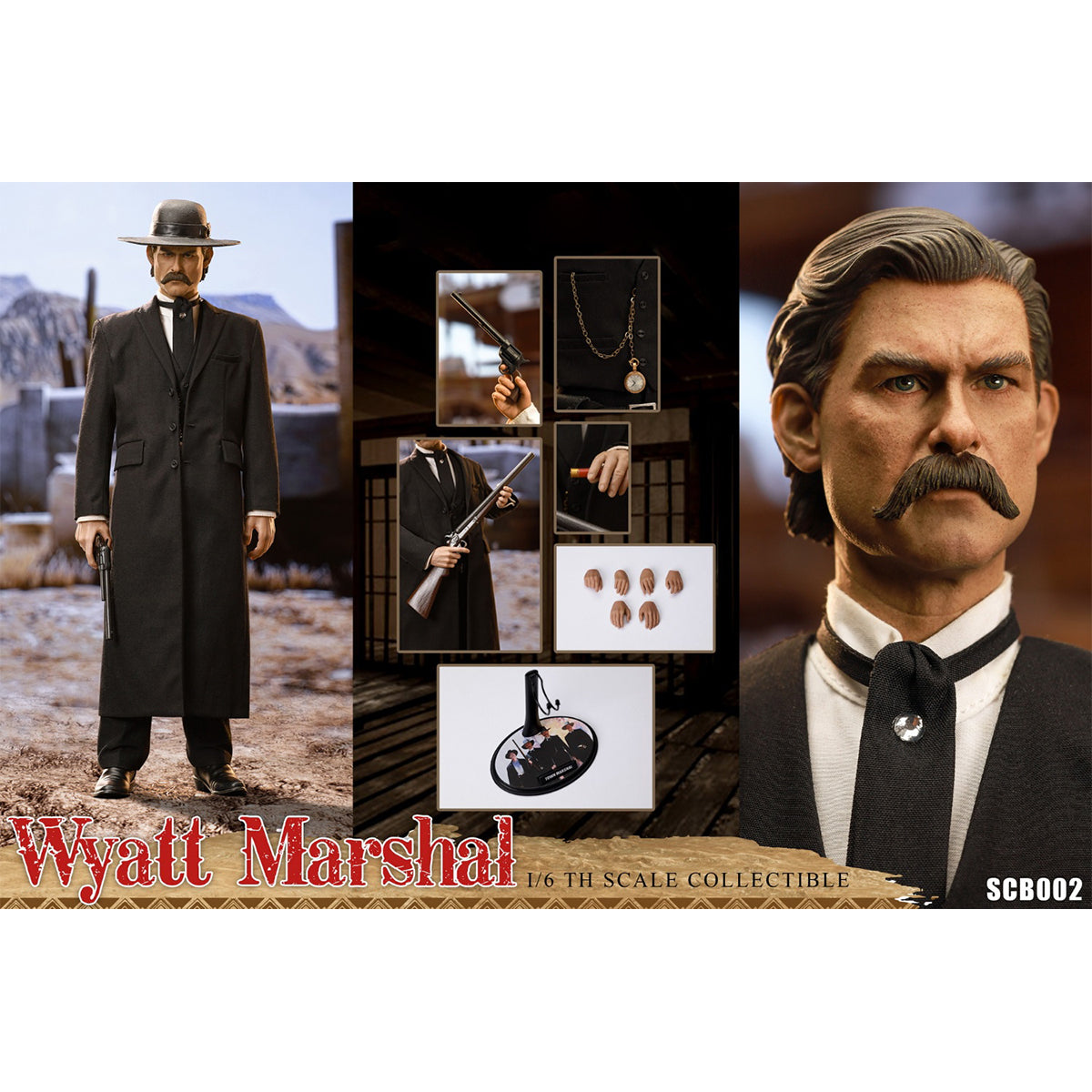 SNAKE TOYS Western Cowboy Tombstone Wyatt Marshal Deluxe Edition Double Head Sculpt Action Figure