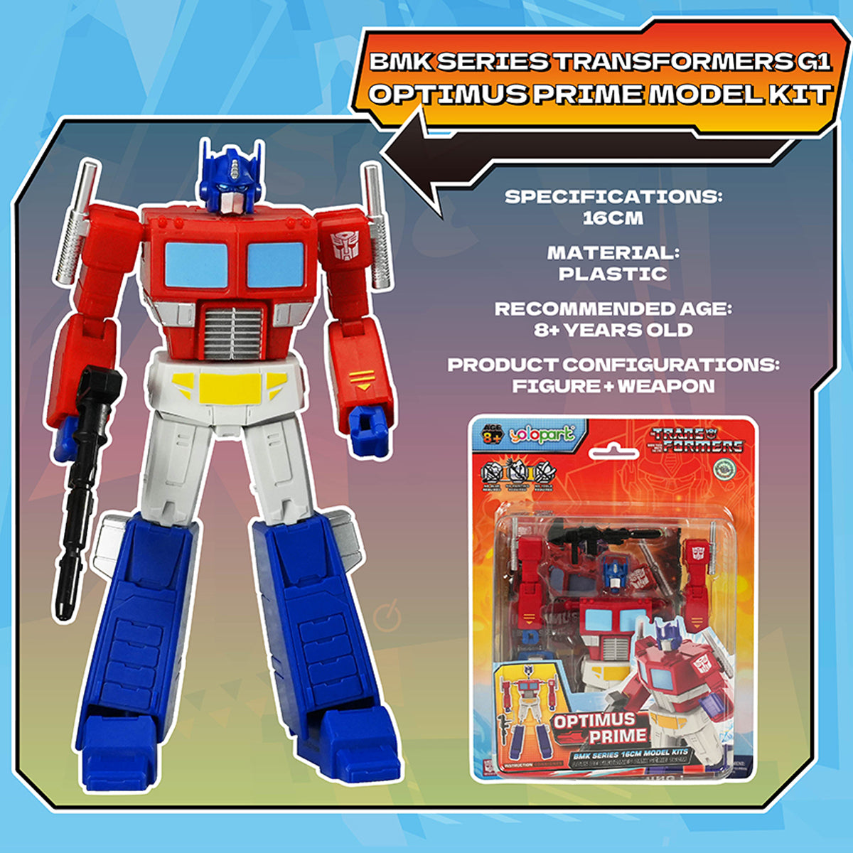 Yolopark Transformers G1 Animation BMK Optimus Prime Megatron Bumblebee Starscream Set Model Kit