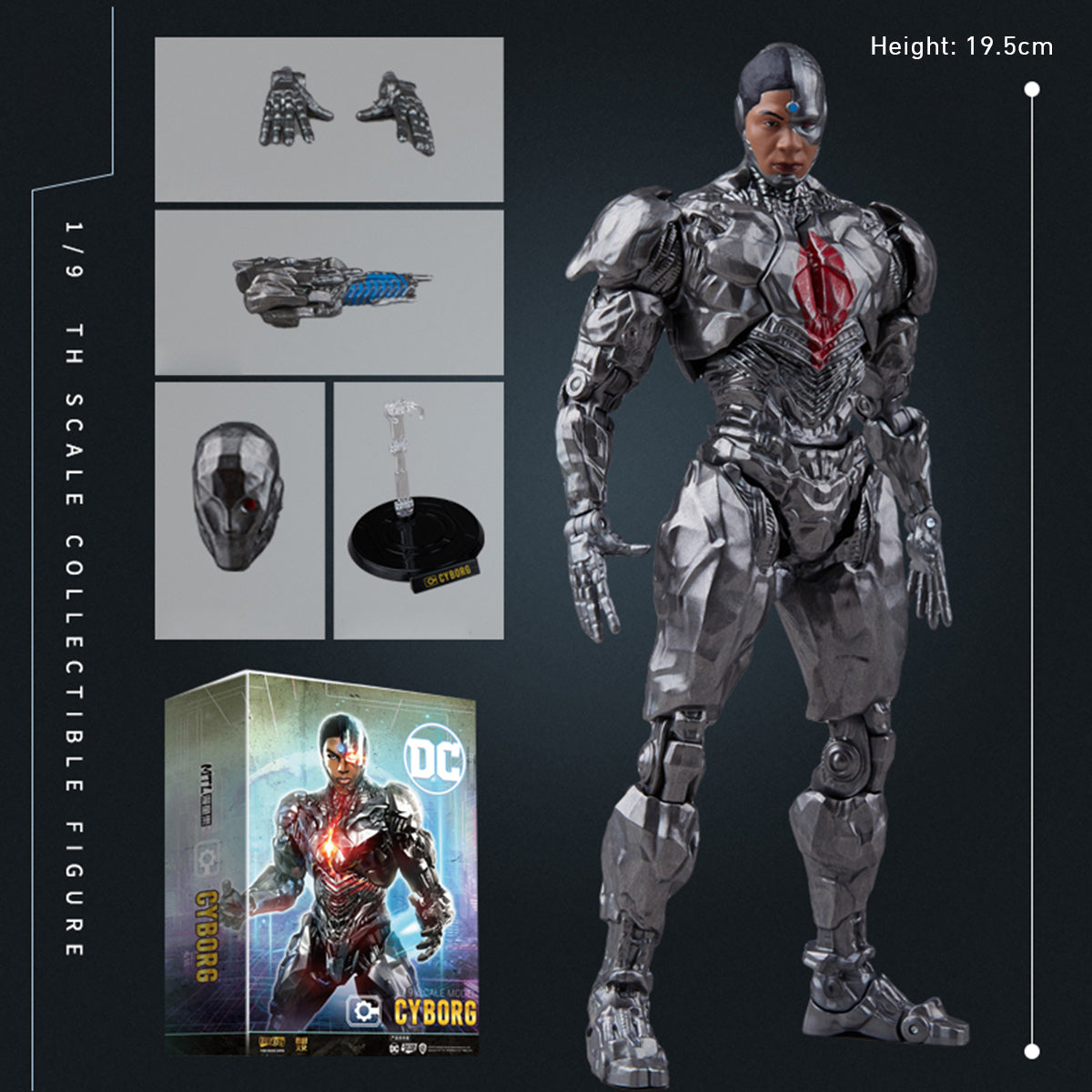 Ensemble complet Fondjoy : Cyborg, figurine miniature à l'échelle 1:9